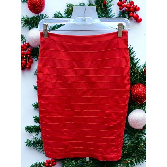 LAPIS LADIES CLASSIC RED PENCIL STRAIGHT MINI RIBBED UNLINED ZIP SKIRT SIZE XS - Picture 8 of 10